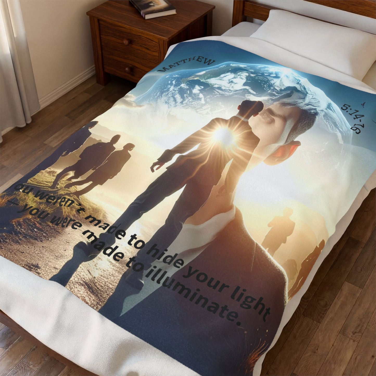 Matthew 5:14–16 • Light of the World • Velveteen Plush Blanket