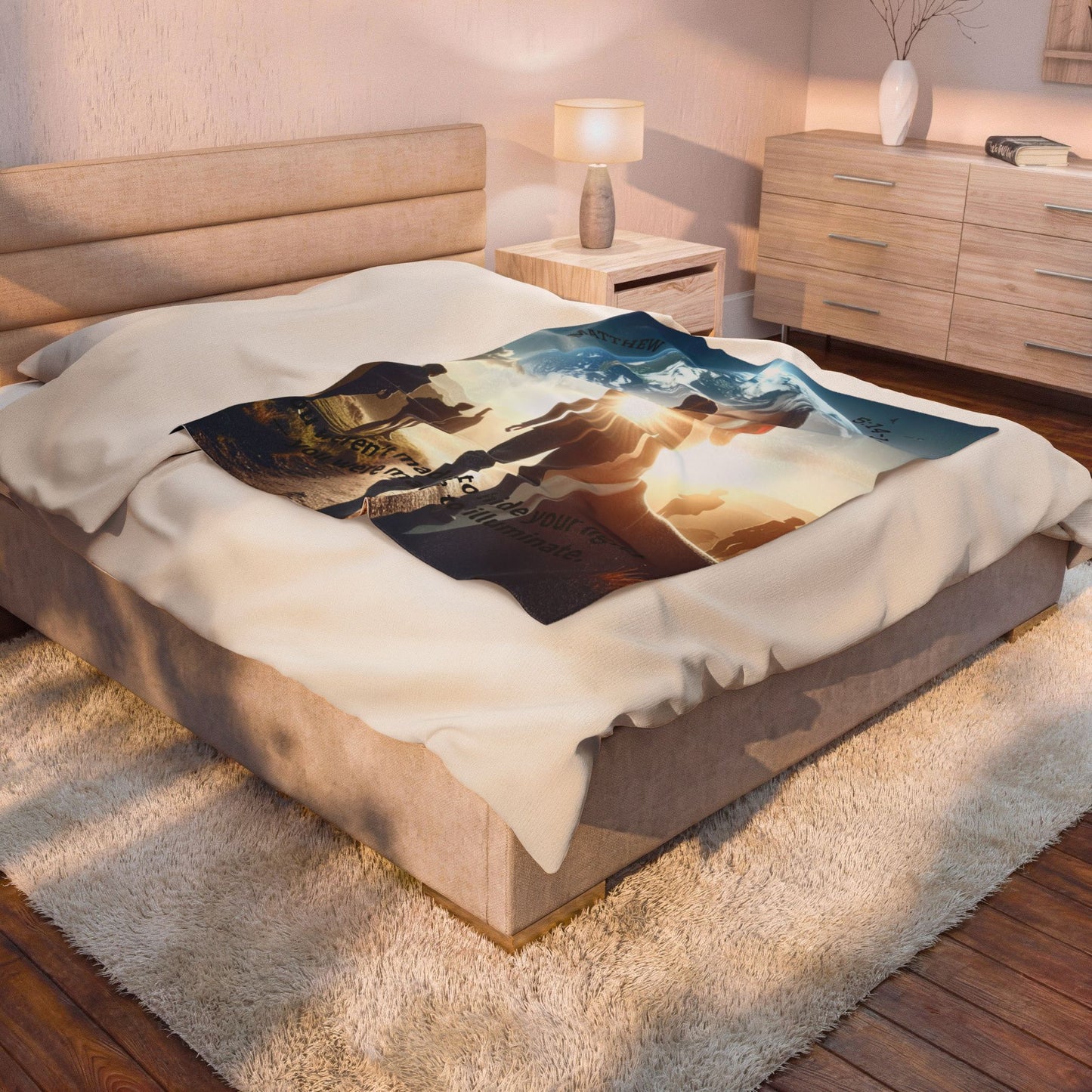 Matthew 5:14–16 • Light of the World • Velveteen Plush Blanket